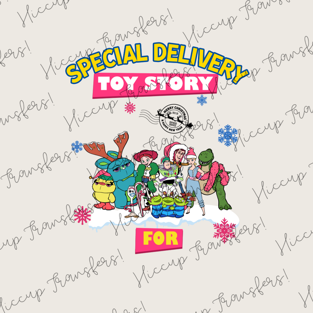 Pink Toys Special Delivery | DTF transfer | Sacks & Christmas Eve Boxes | Toys Christmas