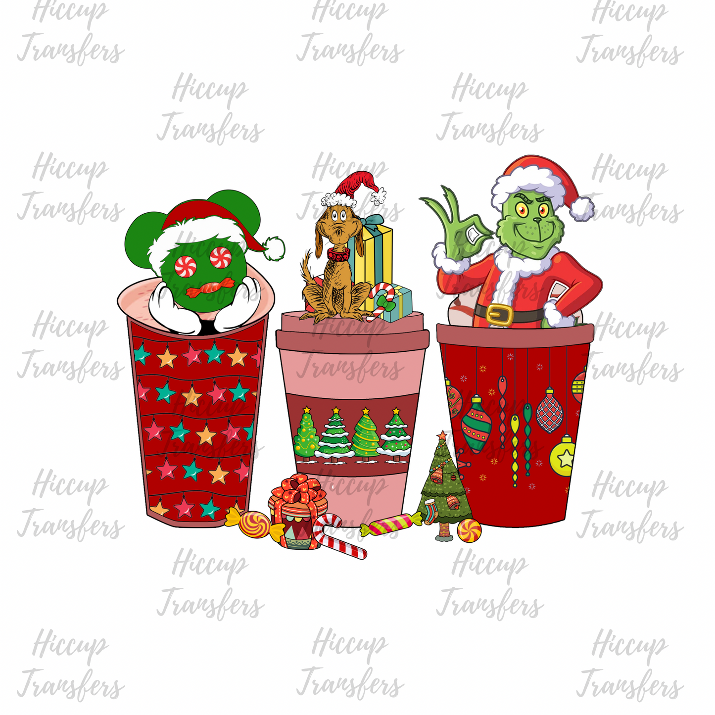 Christmas Coffee Cups | DTF transfer | Green Christmas