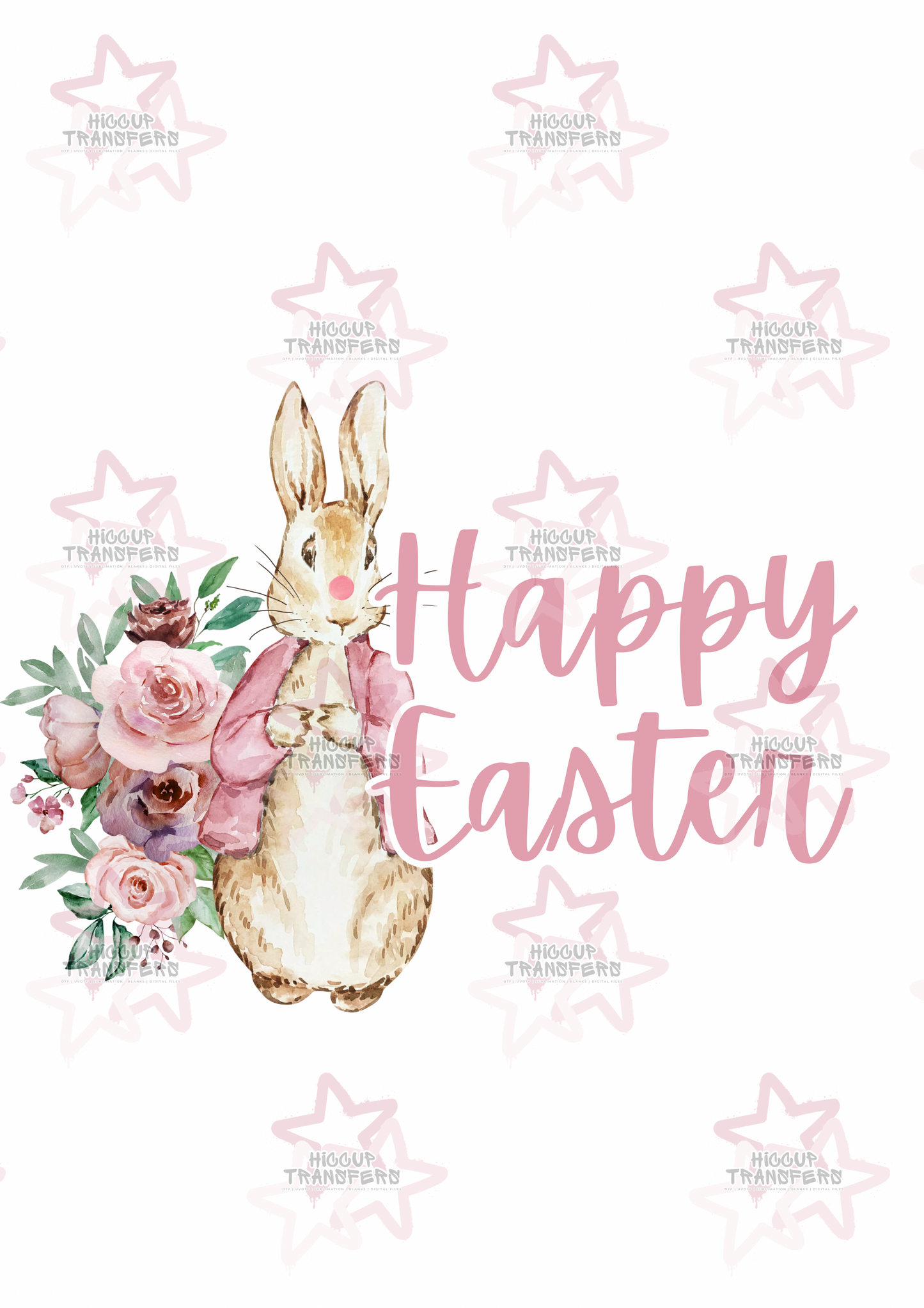 Pink Watercolour Rabbit Happy Easter | Easter | DTF Transfer