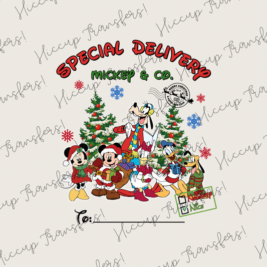 Mouse & Friends Special Delivery | DTF transfer | Sacks & Christmas Eve Boxes