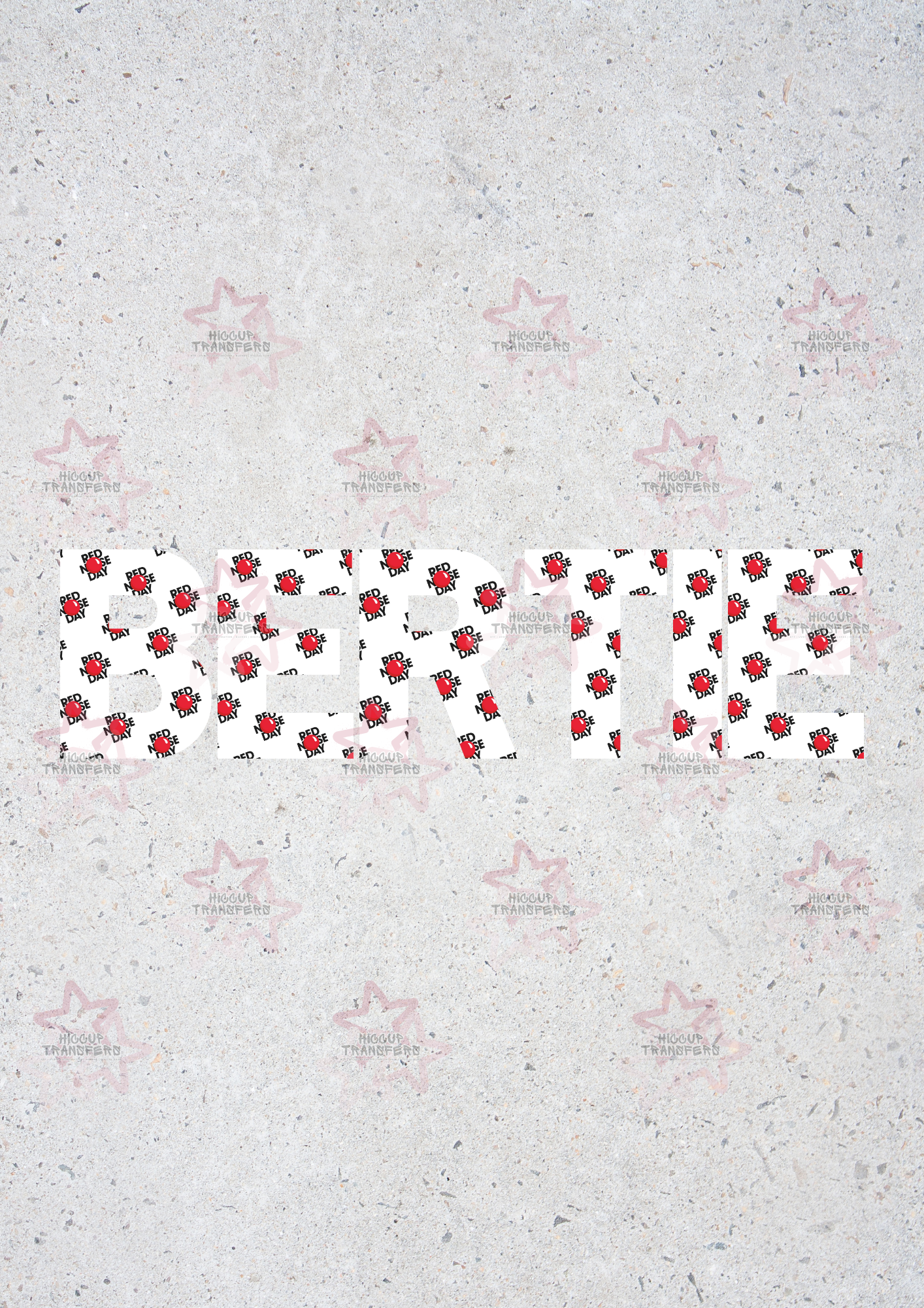 Name Personalised w/ Repeating Pattern| DTF Transfer | Hiccup Exclusive Design | Red Nose Day