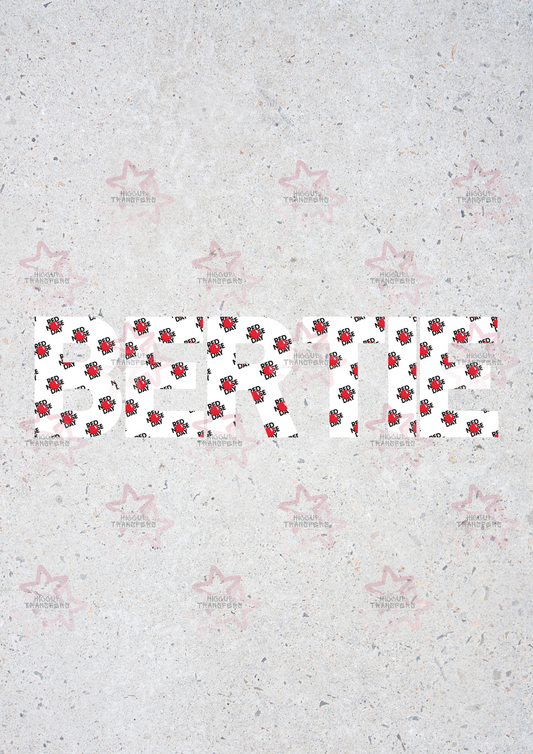 Name Personalised w/ Repeating Pattern| DTF Transfer | Hiccup Exclusive Design | Red Nose Day