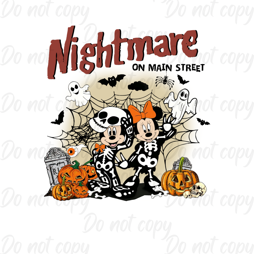 Nightmare On Main Street Skeleton Mouse | Halloween | DTF transfer