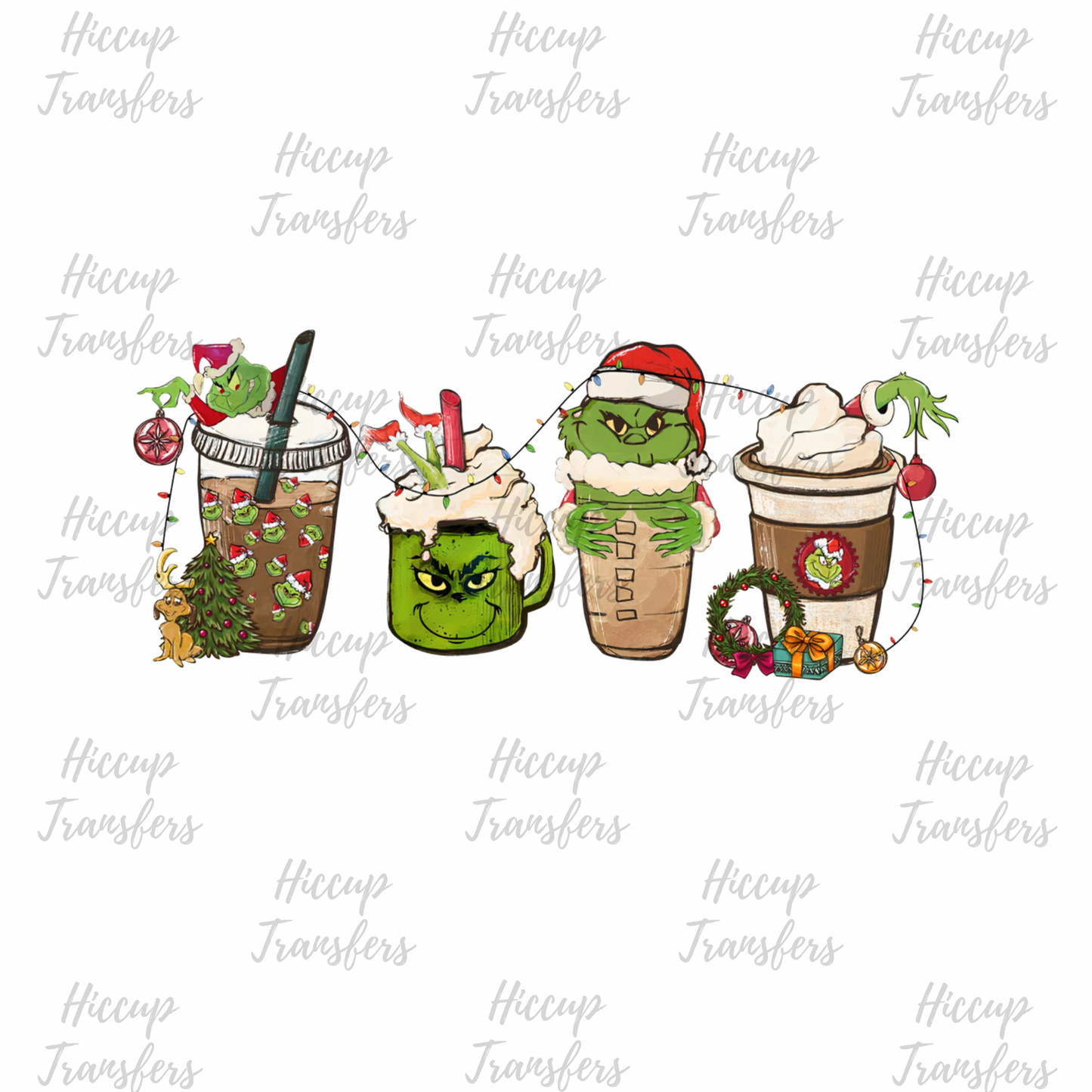 Christmas Coffee Cups | DTF transfer | Green Christmas