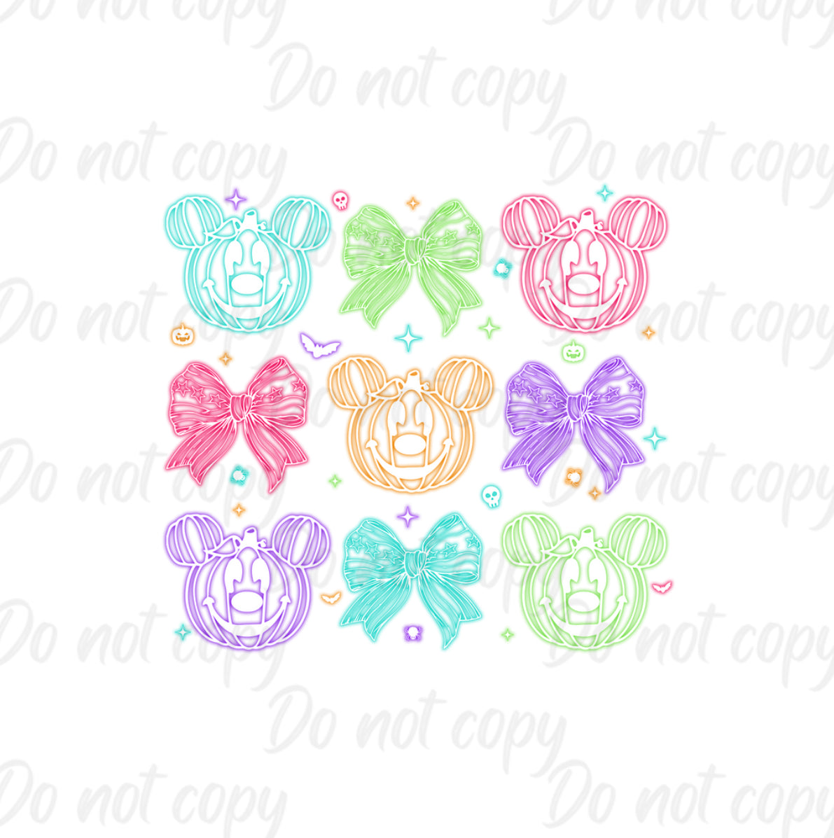 Neon Mouse Bows | Halloween | DTF transfer