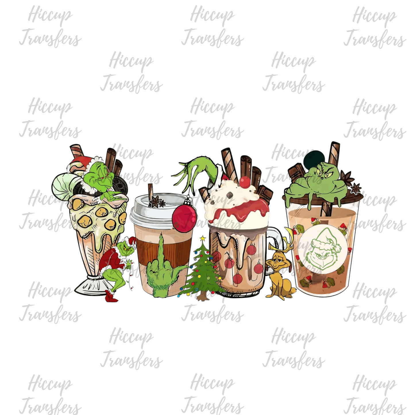 Christmas Coffee Cups | DTF transfer | Green Christmas