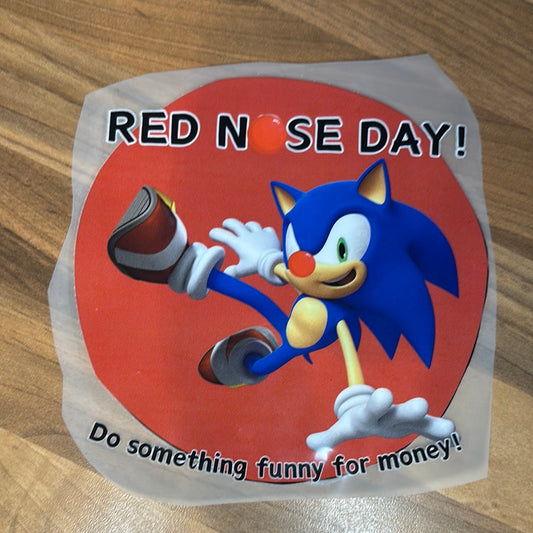 Sonic Red Nose Day 6” DTF Transferc