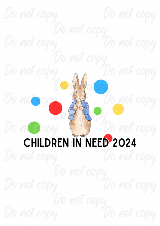 Watercolour Rabbit | Children In Need | DTF transfer