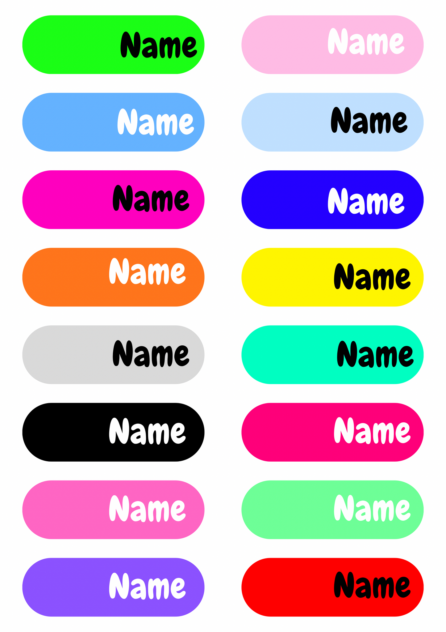 DTF Clothing Name Labels - Iron In - Plain