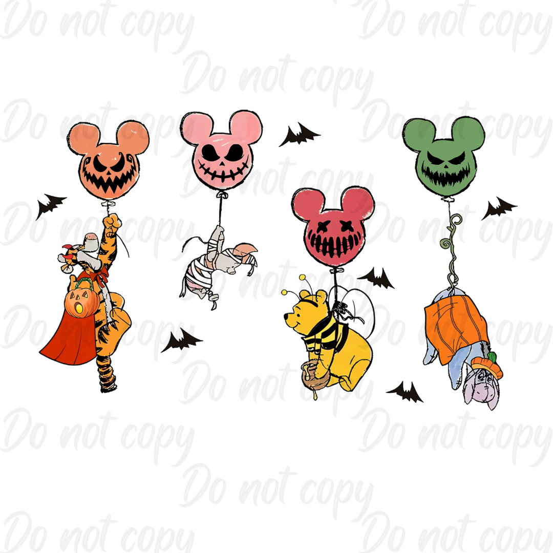 Bear & Friends Mouse Balloons | Halloween | DTF transfer