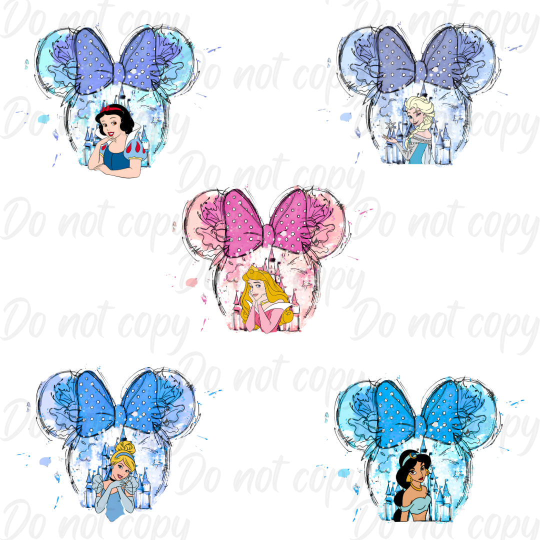 Watercolour Princess Mouse | DTF transfer