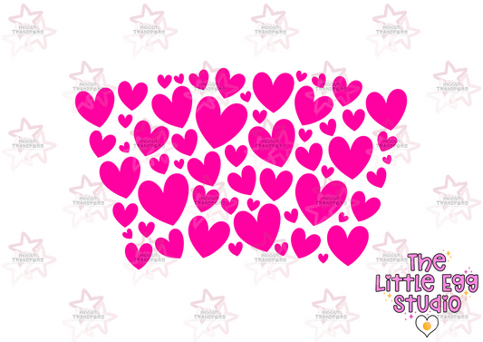 Hot Pink Hearts | The Little Egg Studio | 24oz UVDTF Cold Cup Wrap