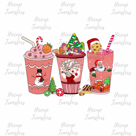 Pink Christmas | Christmas Coffee Cups | DTF transfer