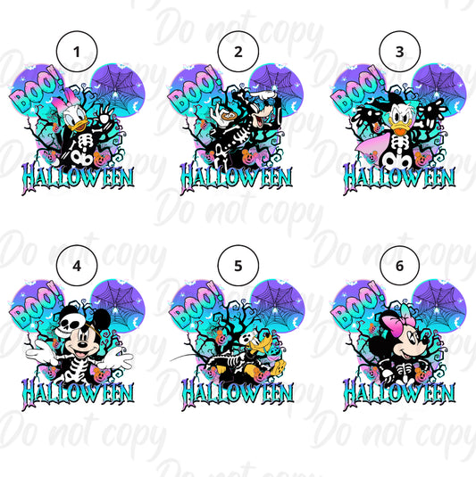 Mouse & Friends Halloween Blue Purple Writing | Halloween | DTF transfer