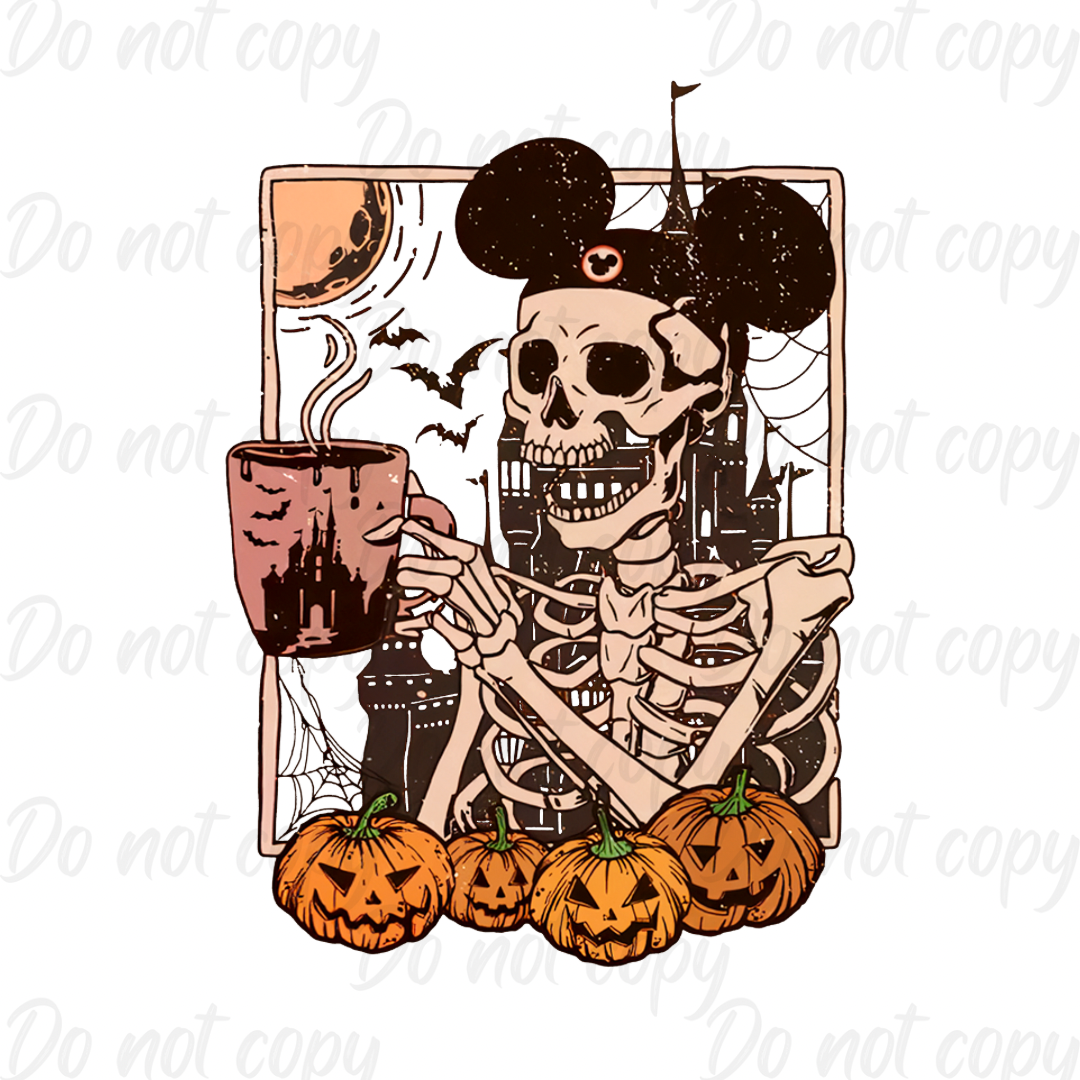 Skeleton With Mouse Hat | Halloween | DTF transfer