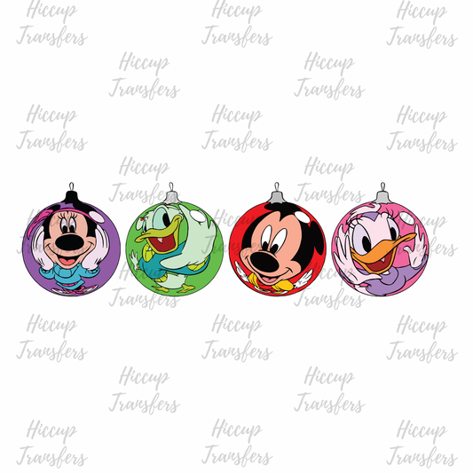 Mouse & Friends Close Up Baubles | Christmas | DTF transfer