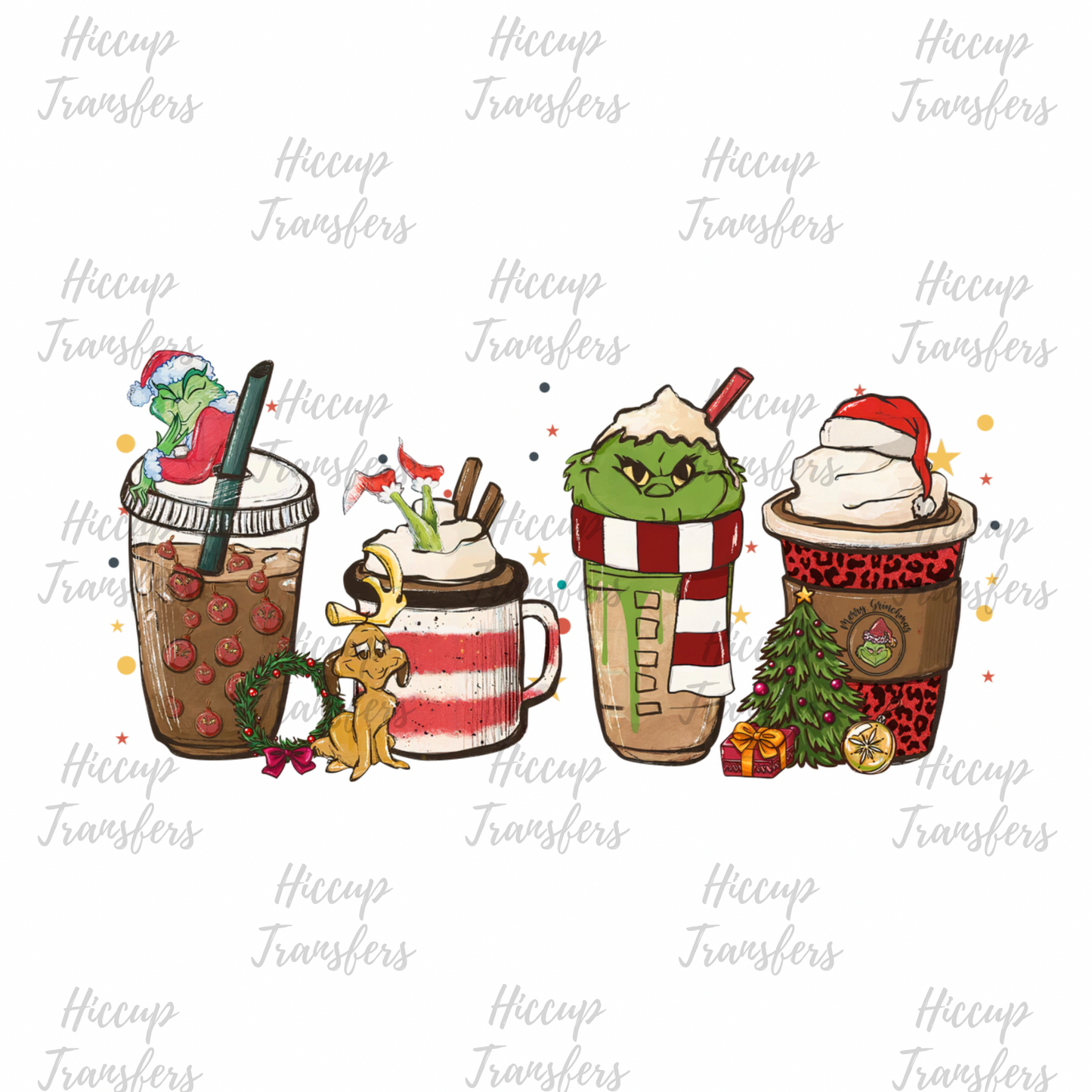 Christmas Coffee Cups | DTF transfer | Green Christmas