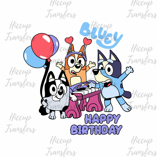 Happy Birthday | DTF transfer | Blue Dog