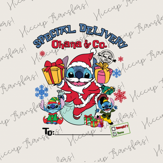 Blue Alien | Special Delivery | DTF transfer | Sacks & Christmas Eve Boxes