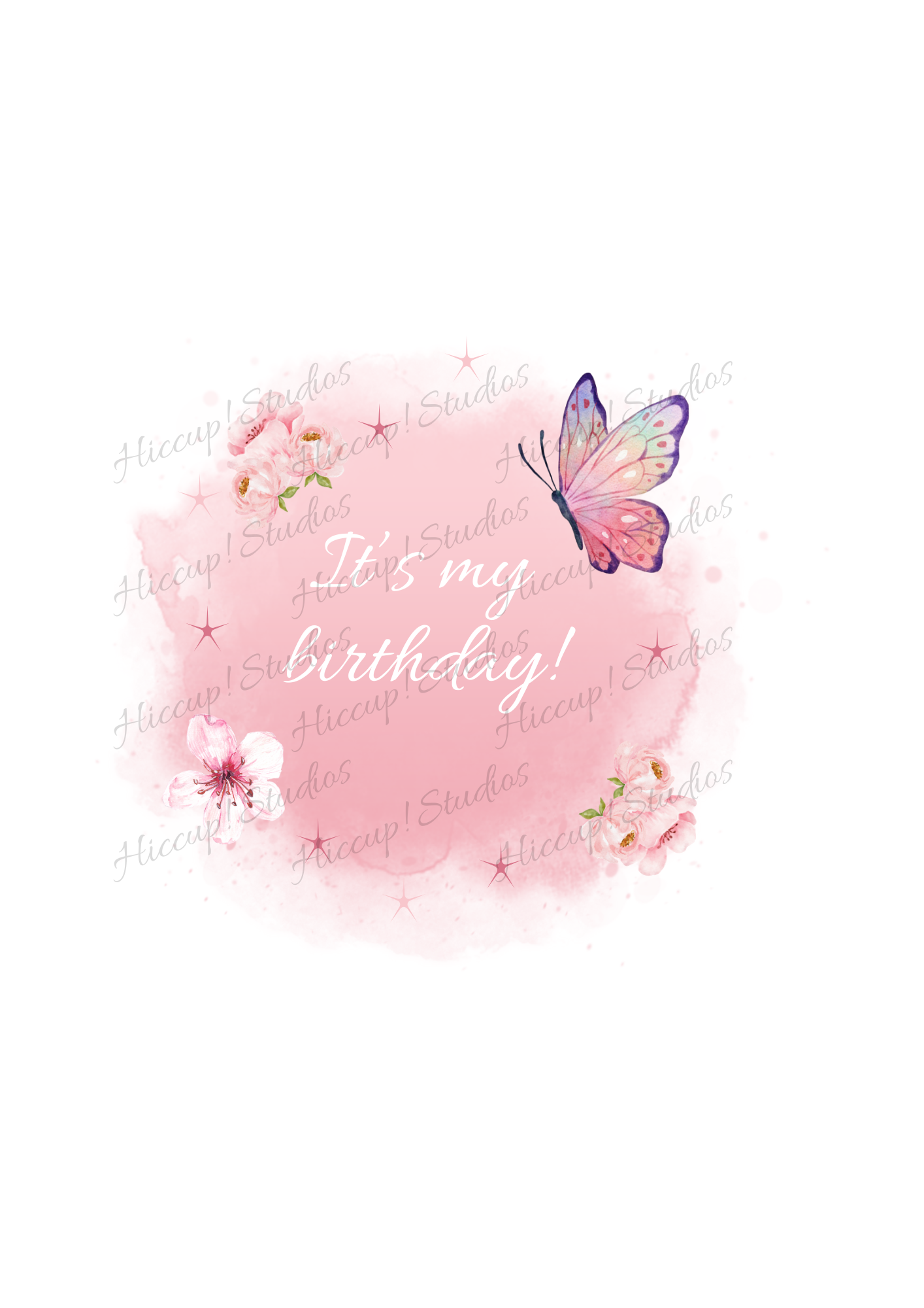Pink butterfly Birthday Sublimation print