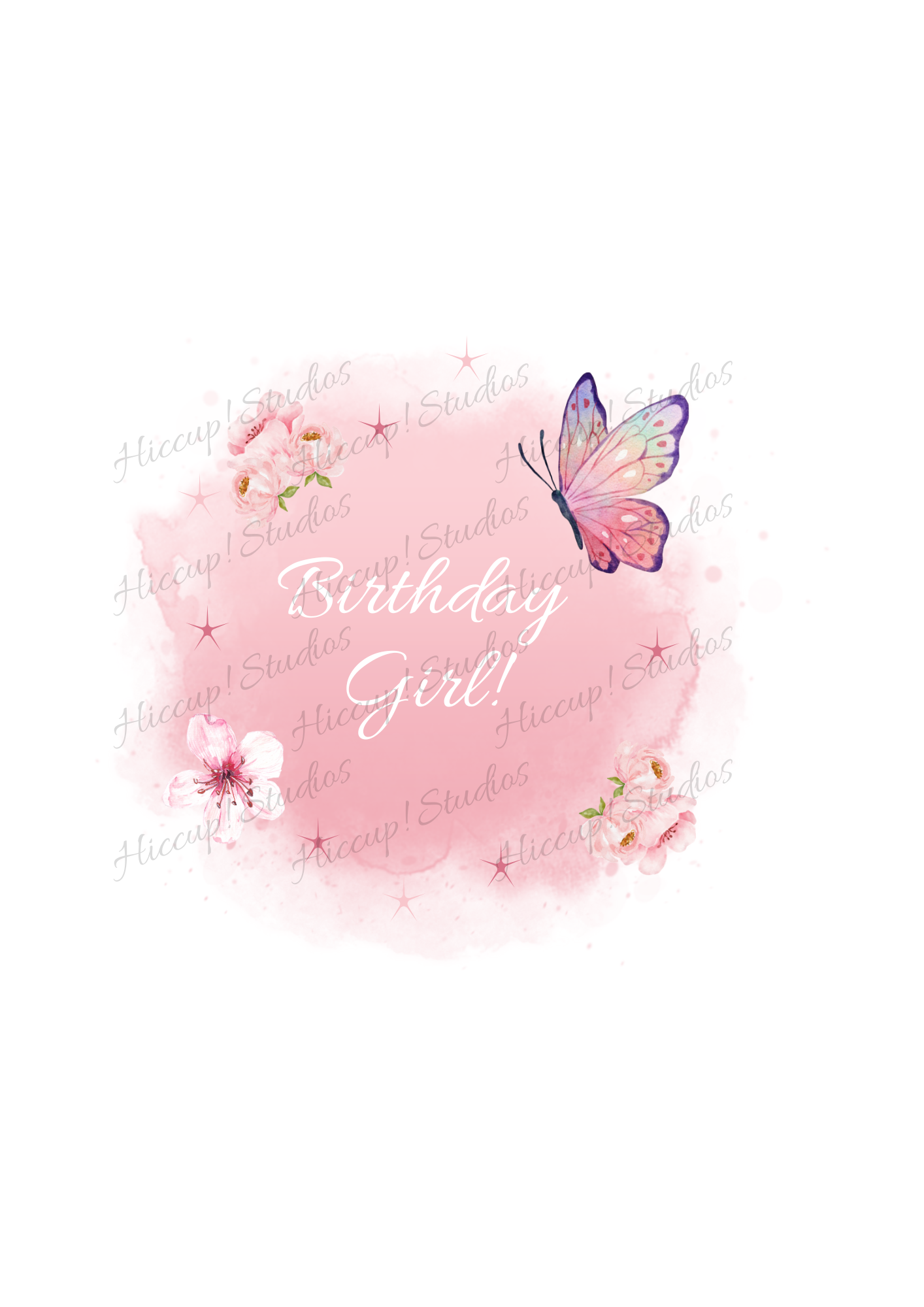 Pink butterfly Birthday Sublimation print