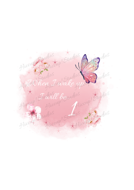 Pink butterfly Birthday DTF transfer