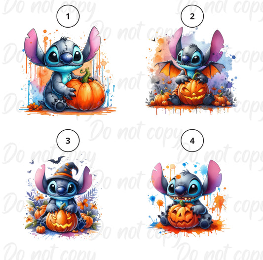 Blue Alien Watercolour Pumpkin  | Halloween | DTF transfer