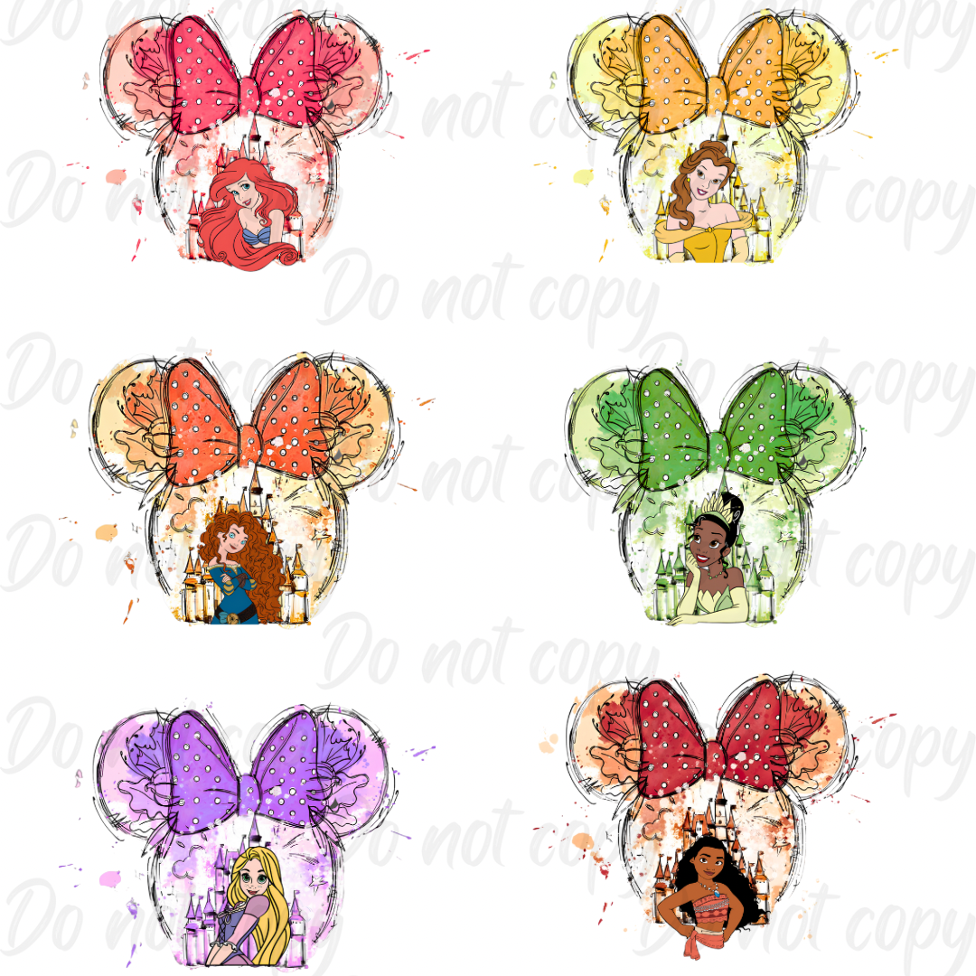 Watercolour Princess Mouse | DTF transfer