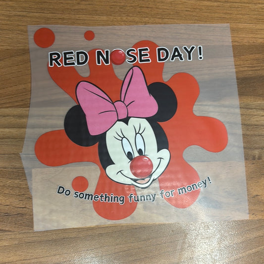 Bow mouse Red Nose Day 6” DTF Transfer RTS Red Nose Day