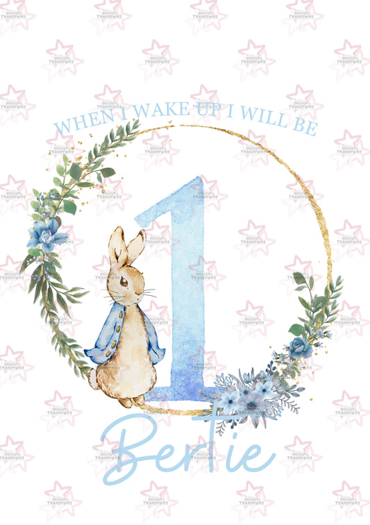 Blue Watercolour Rabbit When I Wake Up Birthday | Hiccup Exclusive | DTF transfer