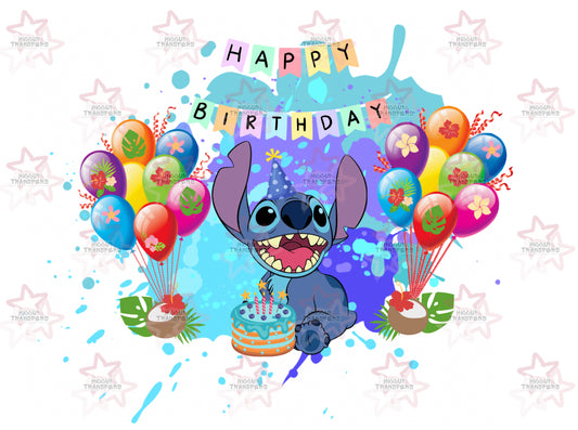 Blue Alien Happy Birthday | UVDTF Decal | Hiccup Transfers Exclusive