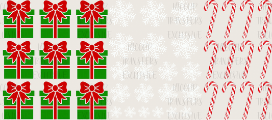 Presents, snowflakes & candycanes | UVDTF Decal Sheet