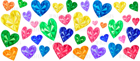Rainbow Gemstone Hearts | 16oz Libbey Wrap