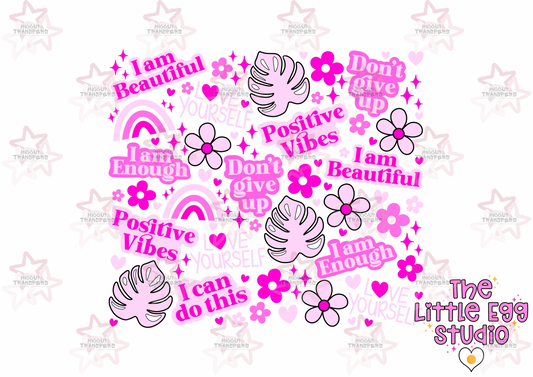 Pink Positivity | The Little Egg Studio | 20oz Sublimation Tumbler Wrap