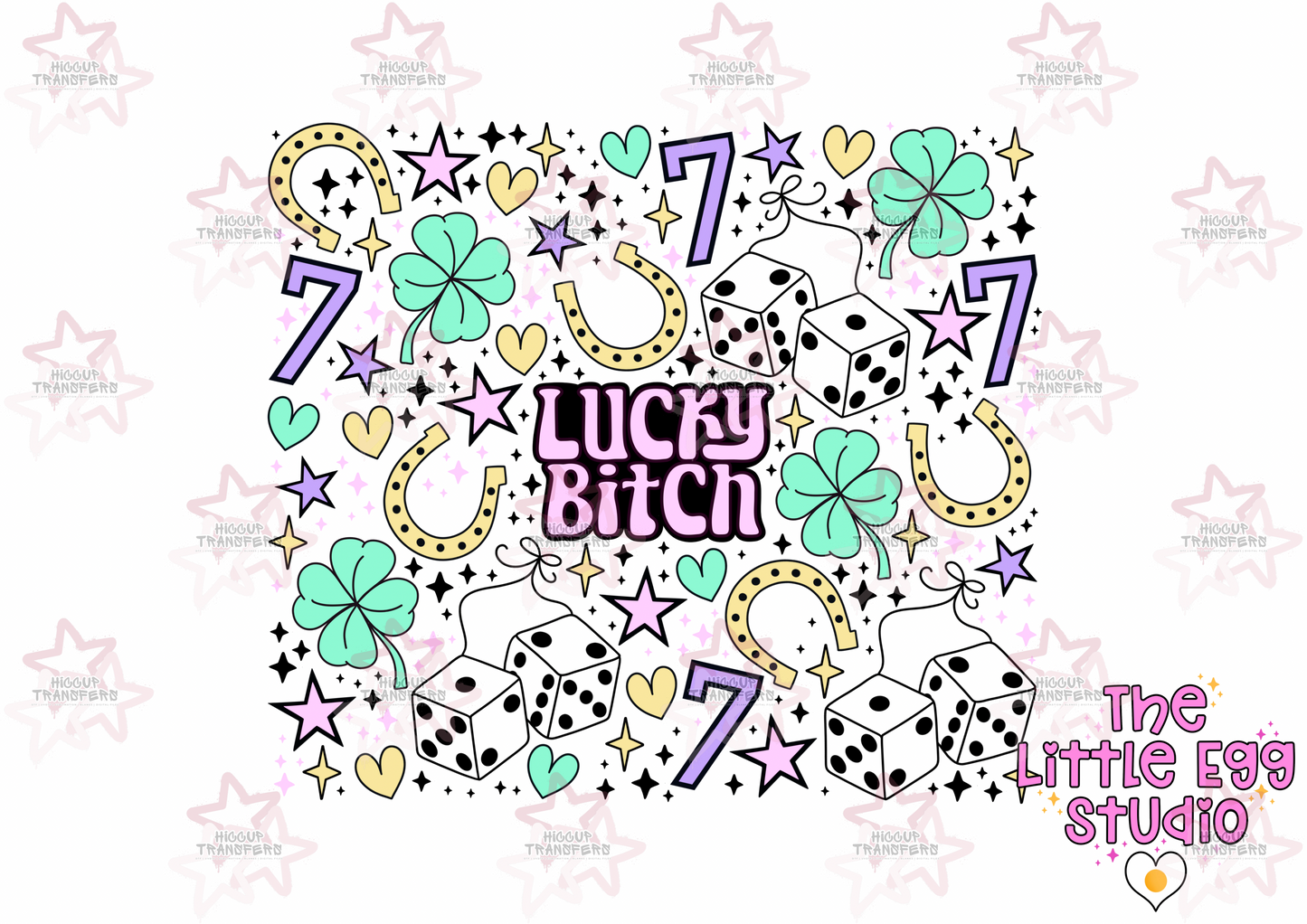 Lucky Bitch | The Little Egg Studio | 20oz Sublimation Tumbler Wrap