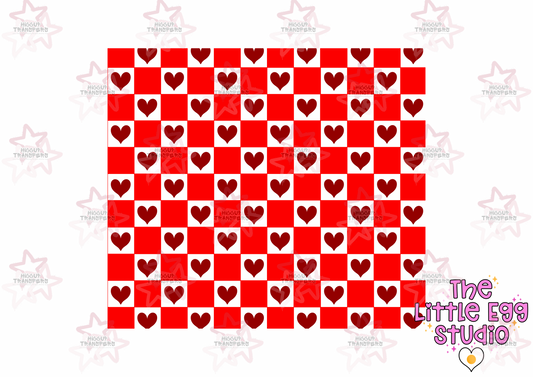 Red Checkered Hearts | The Little Egg Studio | 20oz Sublimation Tumbler Wrap