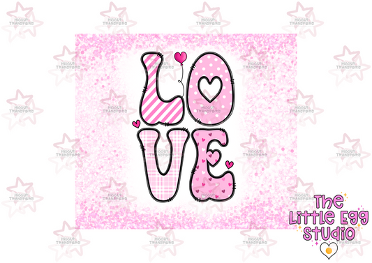 Pink Patchwork LOVE | The Little Egg Studio | 20oz Sublimation Tumbler Wrap