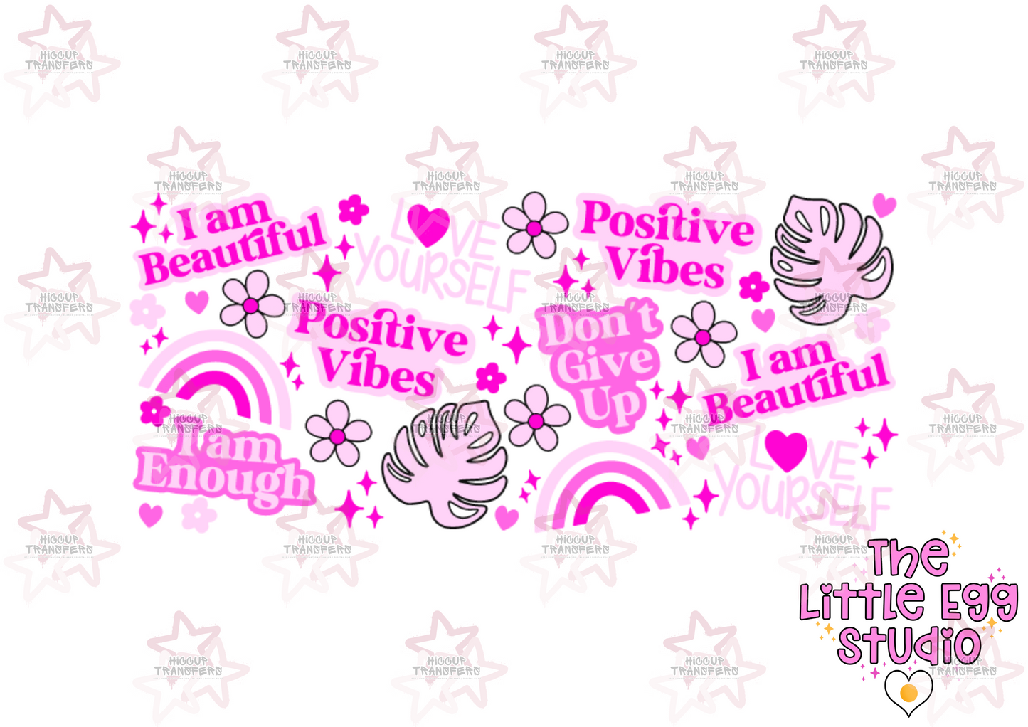 Positivity | The Little Egg Studio | 16oz UVDTF Libbey Wrap