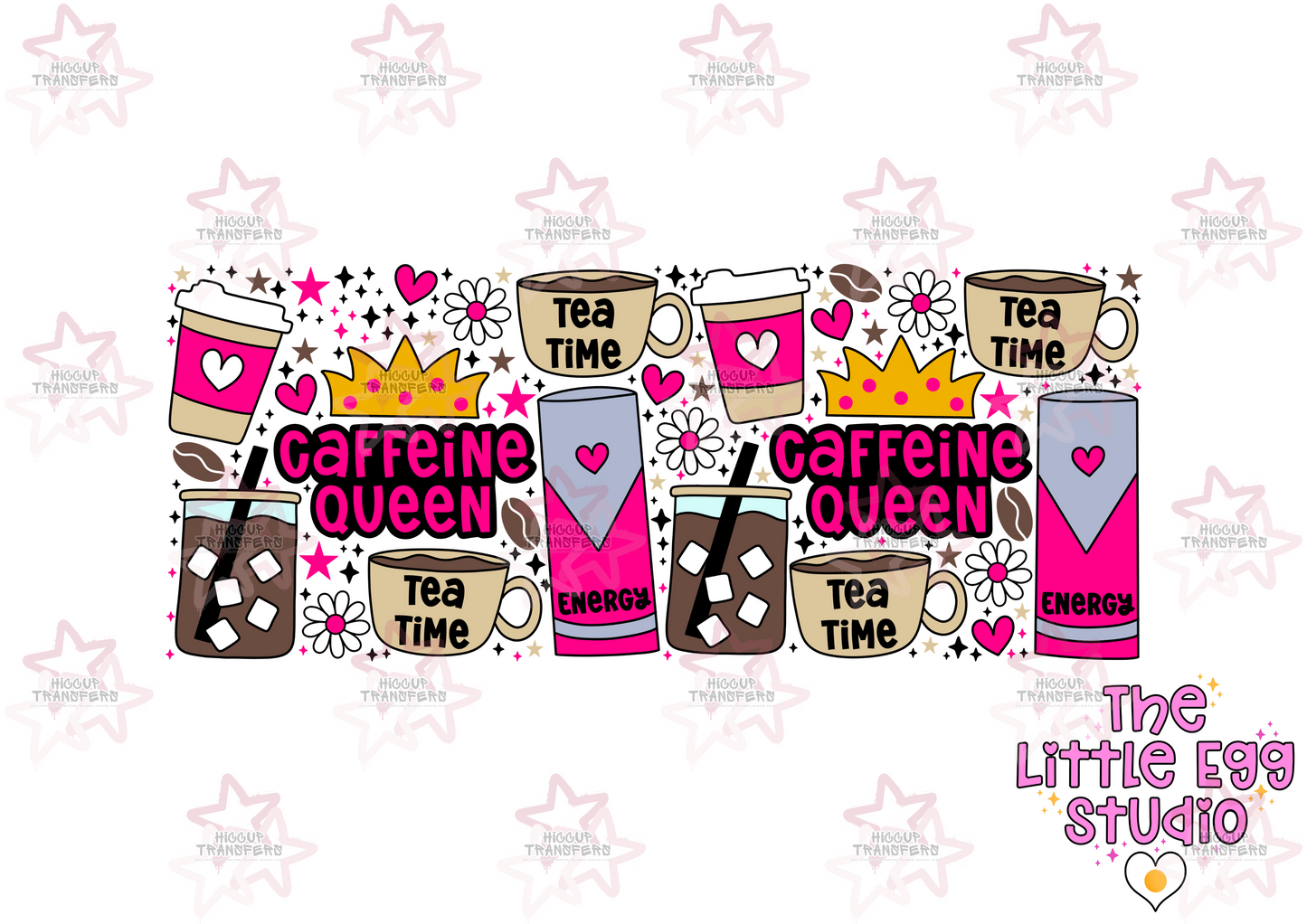 Caffeine Queen | The Little Egg Studio | 16oz UVDTF Libbey Wrap
