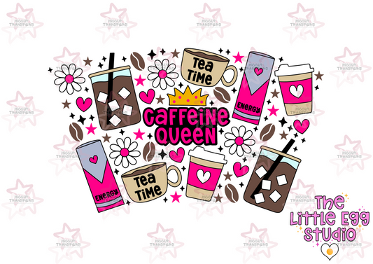 Caffeine Queen | The Little Egg Studio | 24oz UVDTF Cold Cup Wrap
