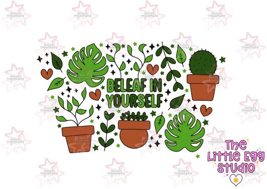 Beleaf In Yourself | The Little Egg Studio | 24oz UVDTF Cold Cup Wrap