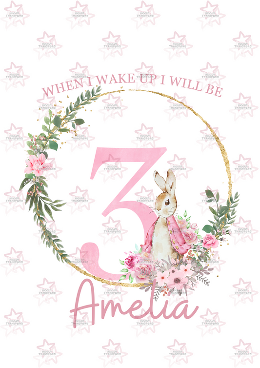 Pink Watercolour Rabbit When I Wake Up Birthday | Hiccup Exclusive | DTF transfer