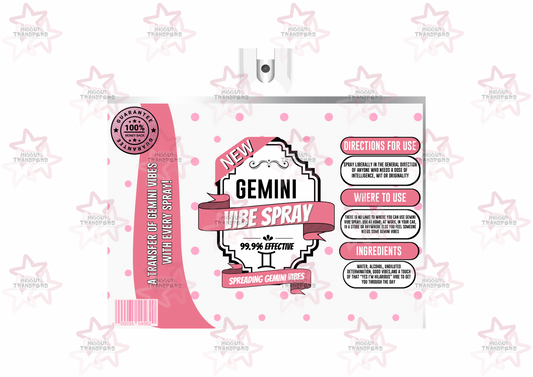 Gemini Vibe | Spray Bottle Effect | 20oz Tumbler Sublimation Wrap