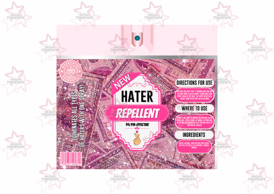 Pink Money Hater Repellent | Spray Bottle Effect | 20oz Tumbler Sublimation Wrap