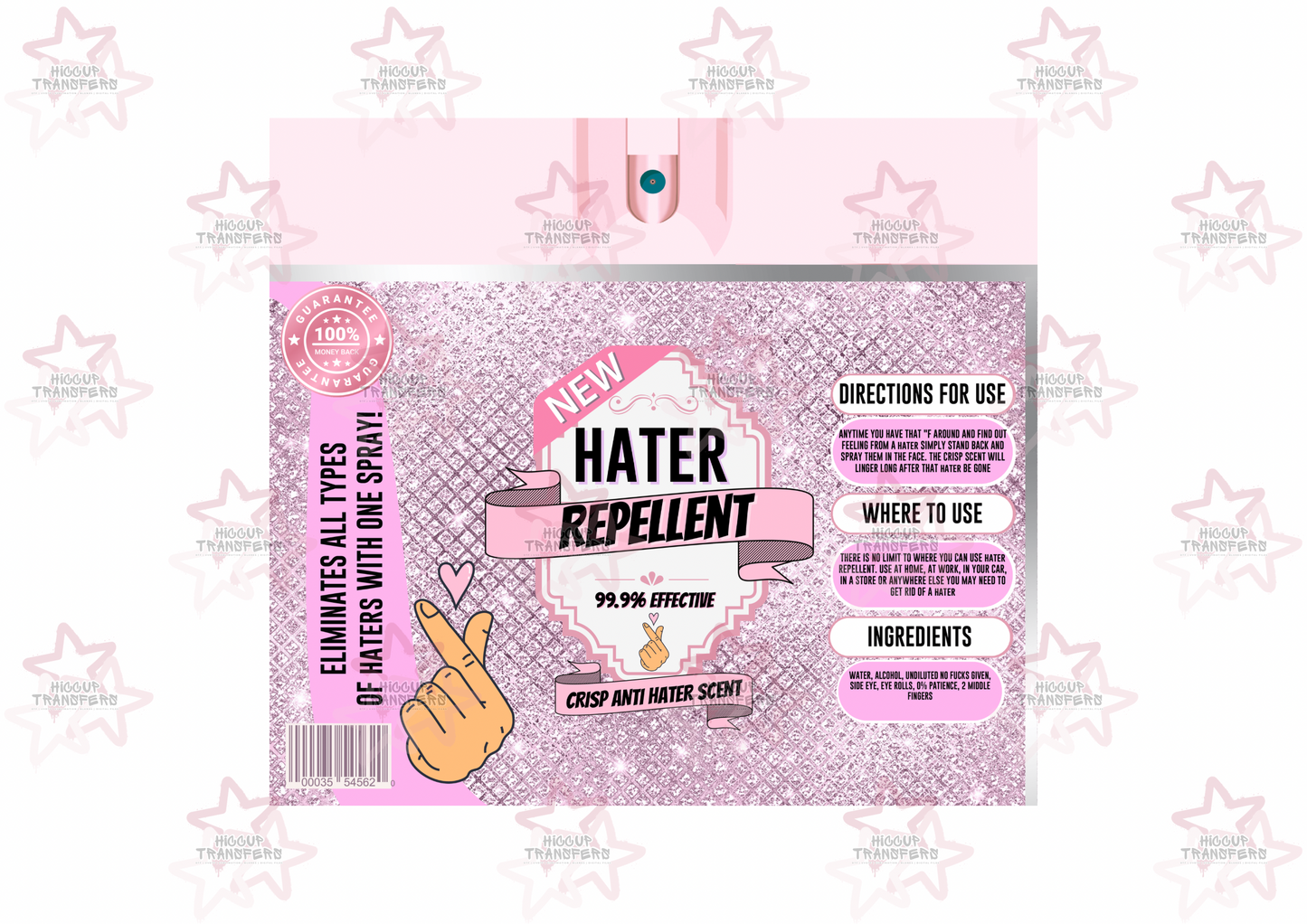 Pink Hater Repellent | Spray Bottle Effect | 20oz Tumbler Sublimation Wrap