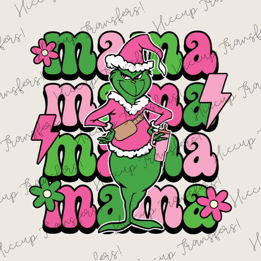 Mama | DTF transfer | Pink Green Christmas