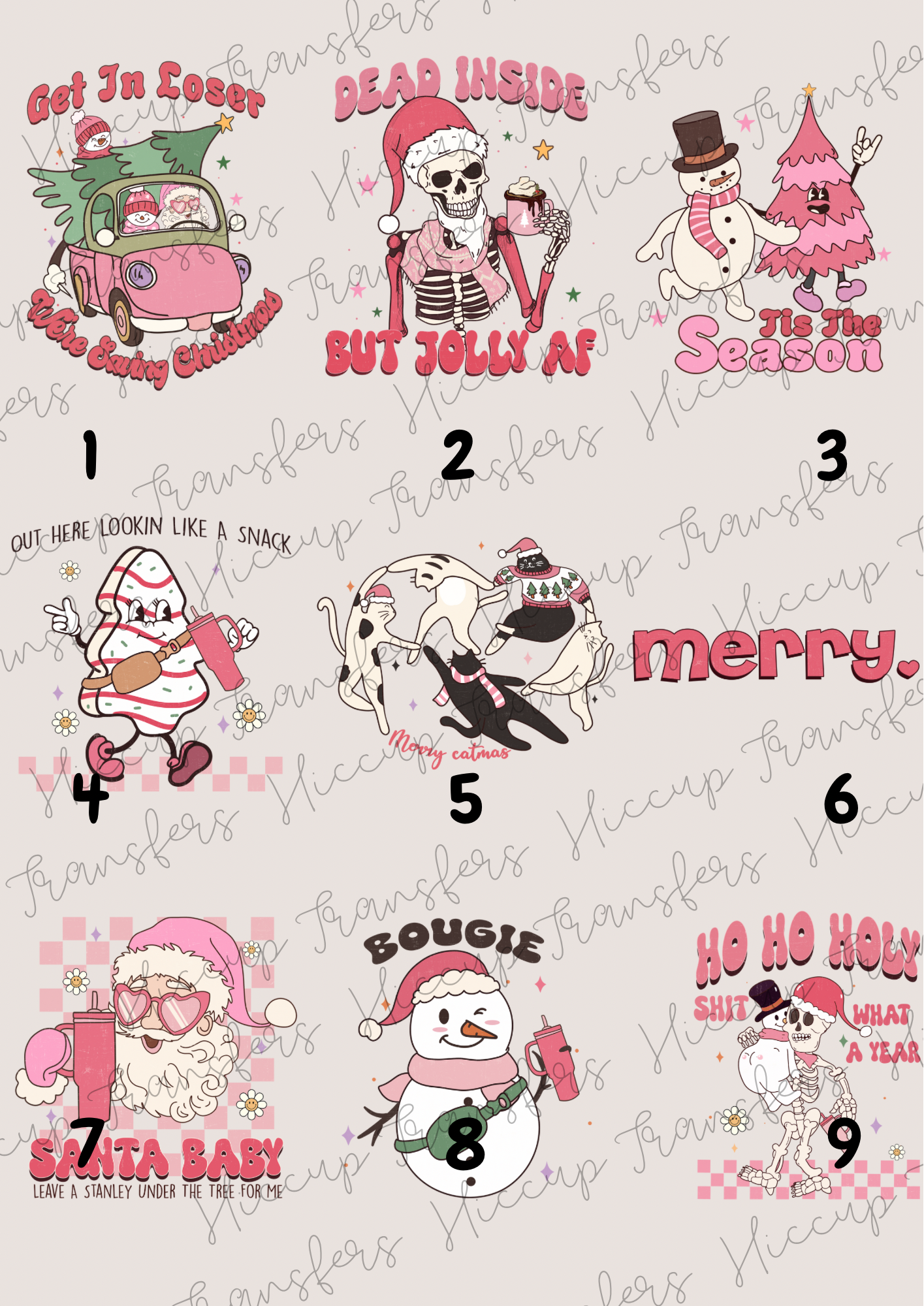 Pink Christmas Designs 2 | DTF transfer