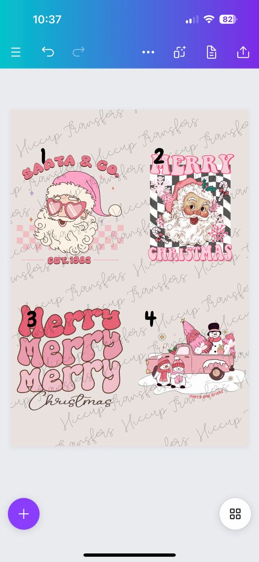 Merry & Pink Christmas Designs | DTF transfer