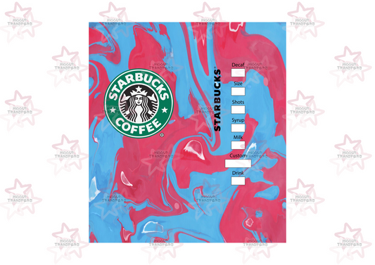 Starbies Pink Blue Swirl | 20oz Tumbler Sublimation Wrap