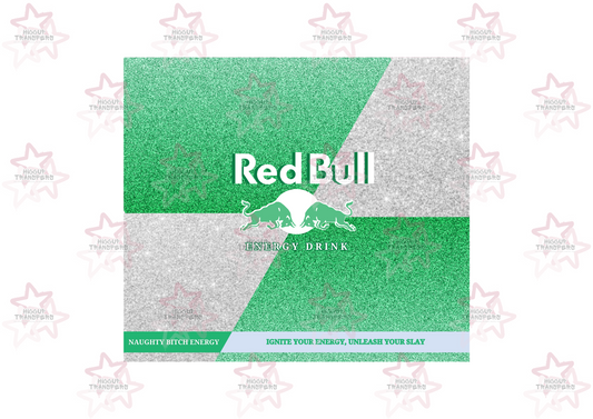Red Bull Glitter Green | 20oz Tumbler Sublimation Wrap